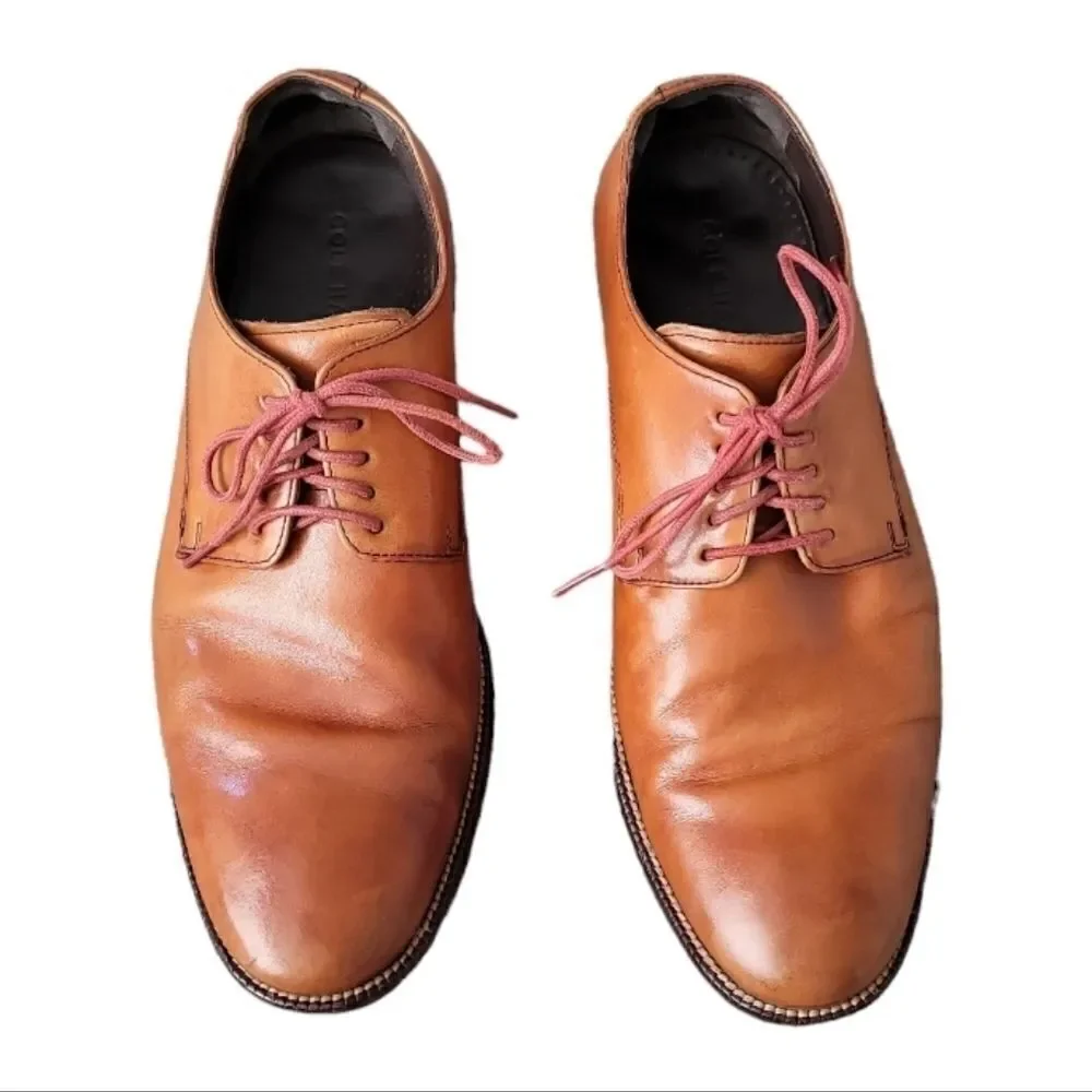 Cole Haan Men's Lenox Hill Oxfords Brown Cognac Leather Shoes 9M C12204